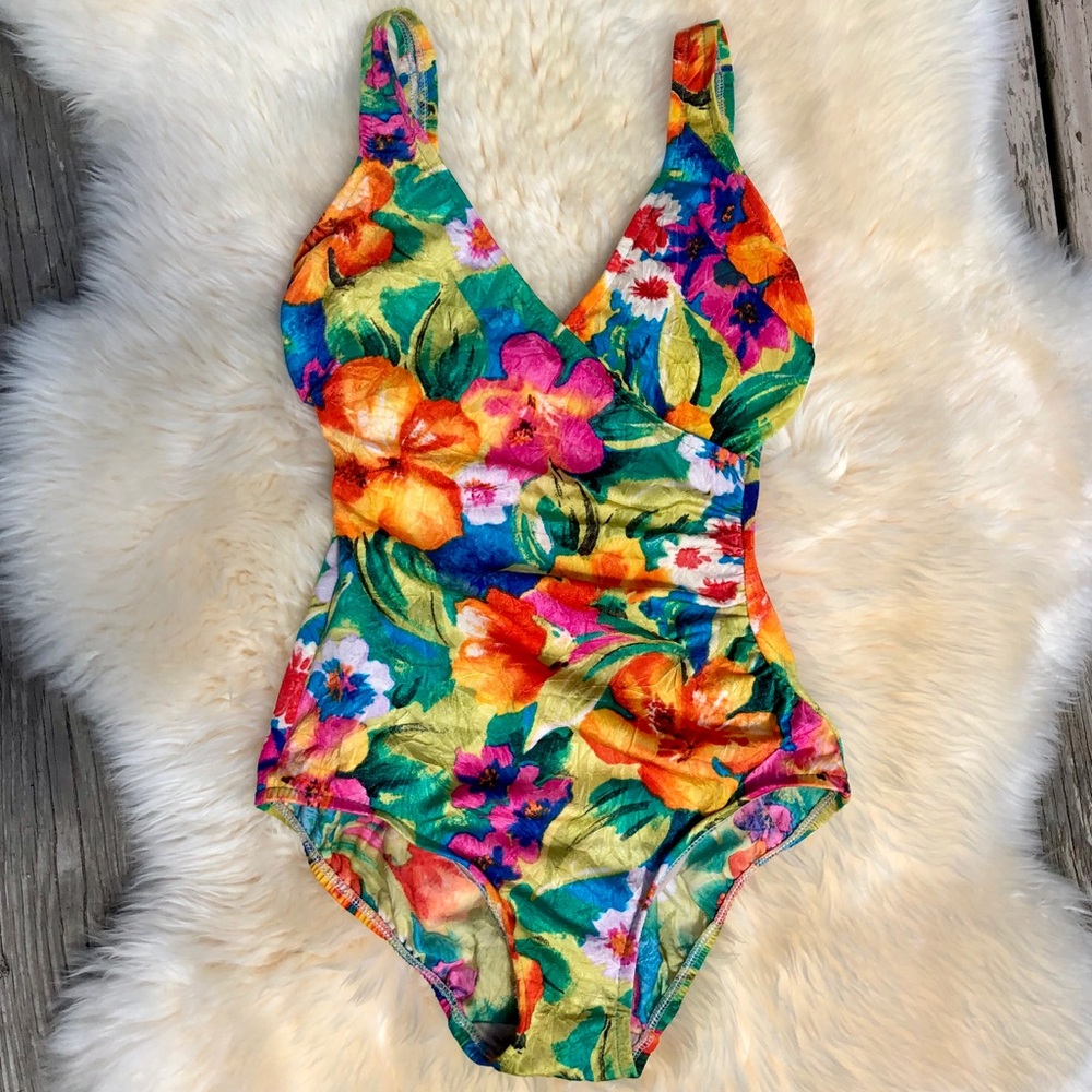 6 Vintage Lands’ End Tropic Floral Swim Suit